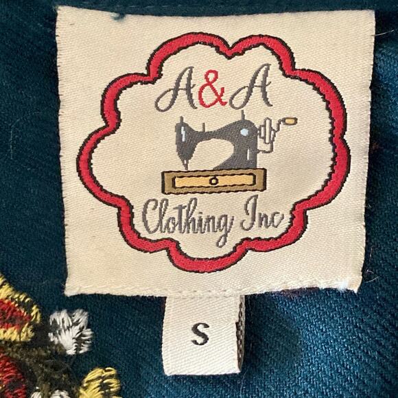 A&A Clothing Inc Button Down Shirt Heavily Embroidered Boho Contemporary SMALL - Picture 9 of 9